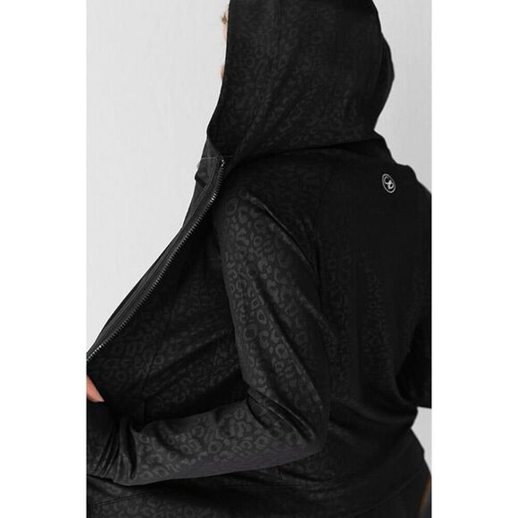 Celestial Bodiez NWOT Power Zip Hoodie in Black Panther Animal Print Size Medium - Picture 7 of 10